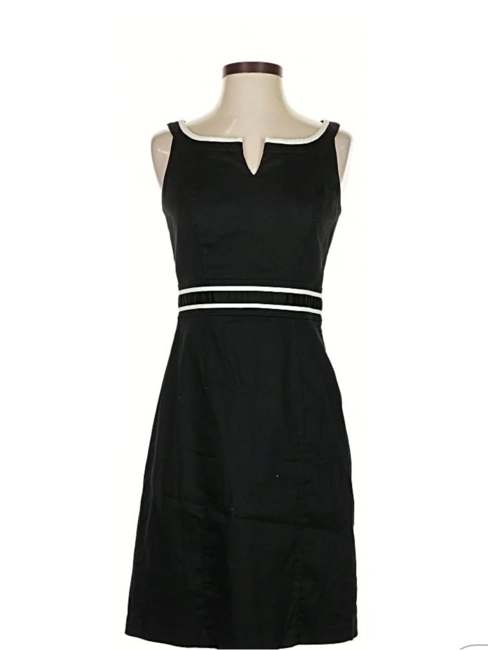 Black Midi Sheath Dress with White Trim from White House Black Market.